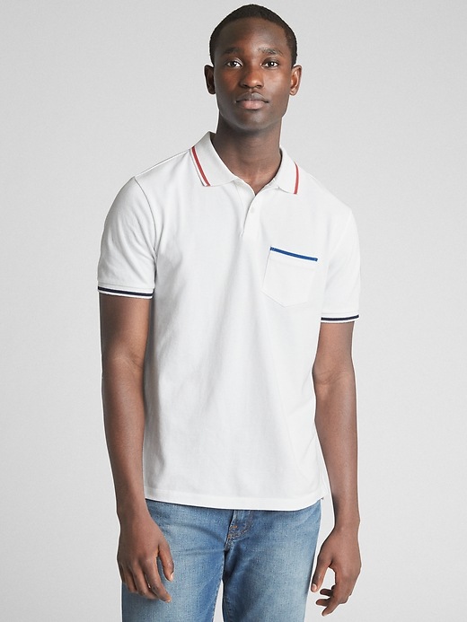 Image number 1 showing, Short Sleeve Pique Polo Pocket Shirt