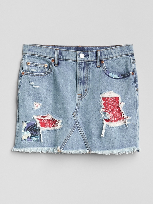 Image number 6 showing, Denim Mini Skirt in Rip and Repair