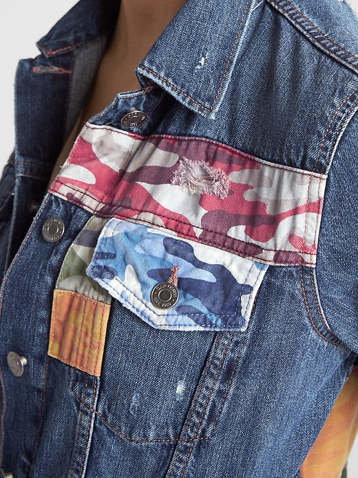 Image number 5 showing, Icon Denim Jacket with Mix-Camo Print Patchwork