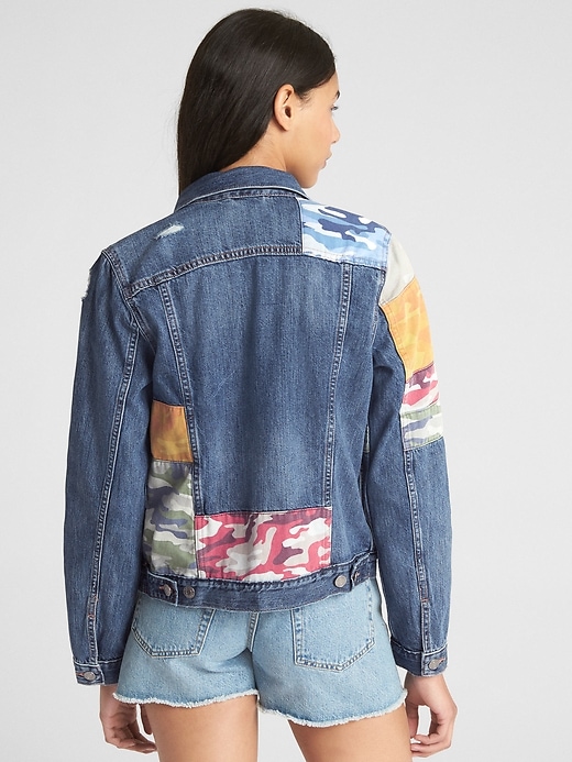 Image number 2 showing, Icon Denim Jacket with Mix-Camo Print Patchwork