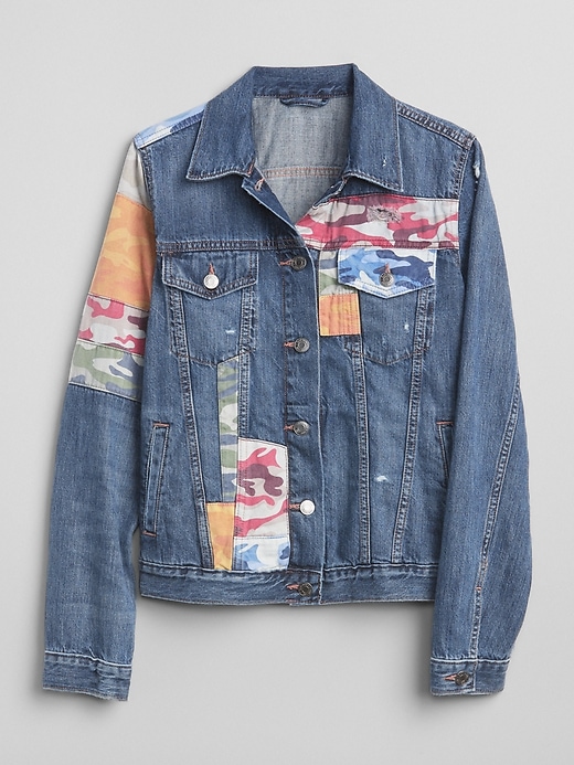 Image number 6 showing, Icon Denim Jacket with Mix-Camo Print Patchwork