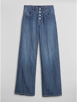 Wearlight High Rise Wide-Leg Jeans with Button-Fly