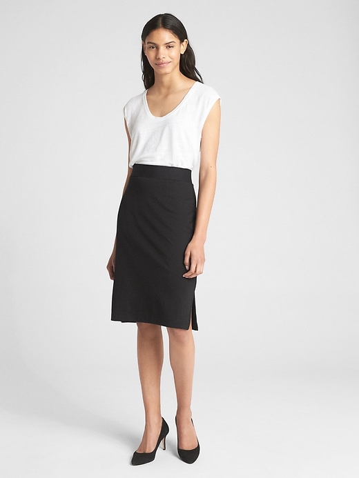 Image number 3 showing, Back Zip Pencil Skirt in Ponte