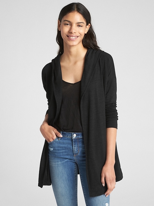 View large product image 1 of 1. Softspun Open-Front Hooded Cardigan