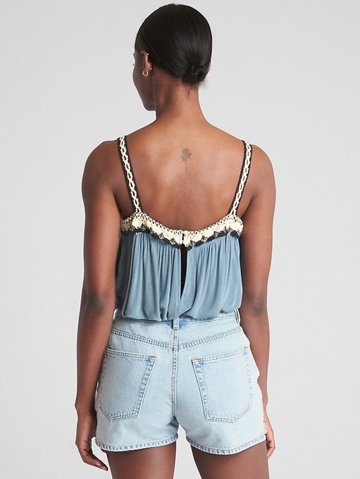 Image number 2 showing, Shirred Crochet-Detail Tank Top