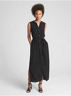 sleeveless maxi shirtdress