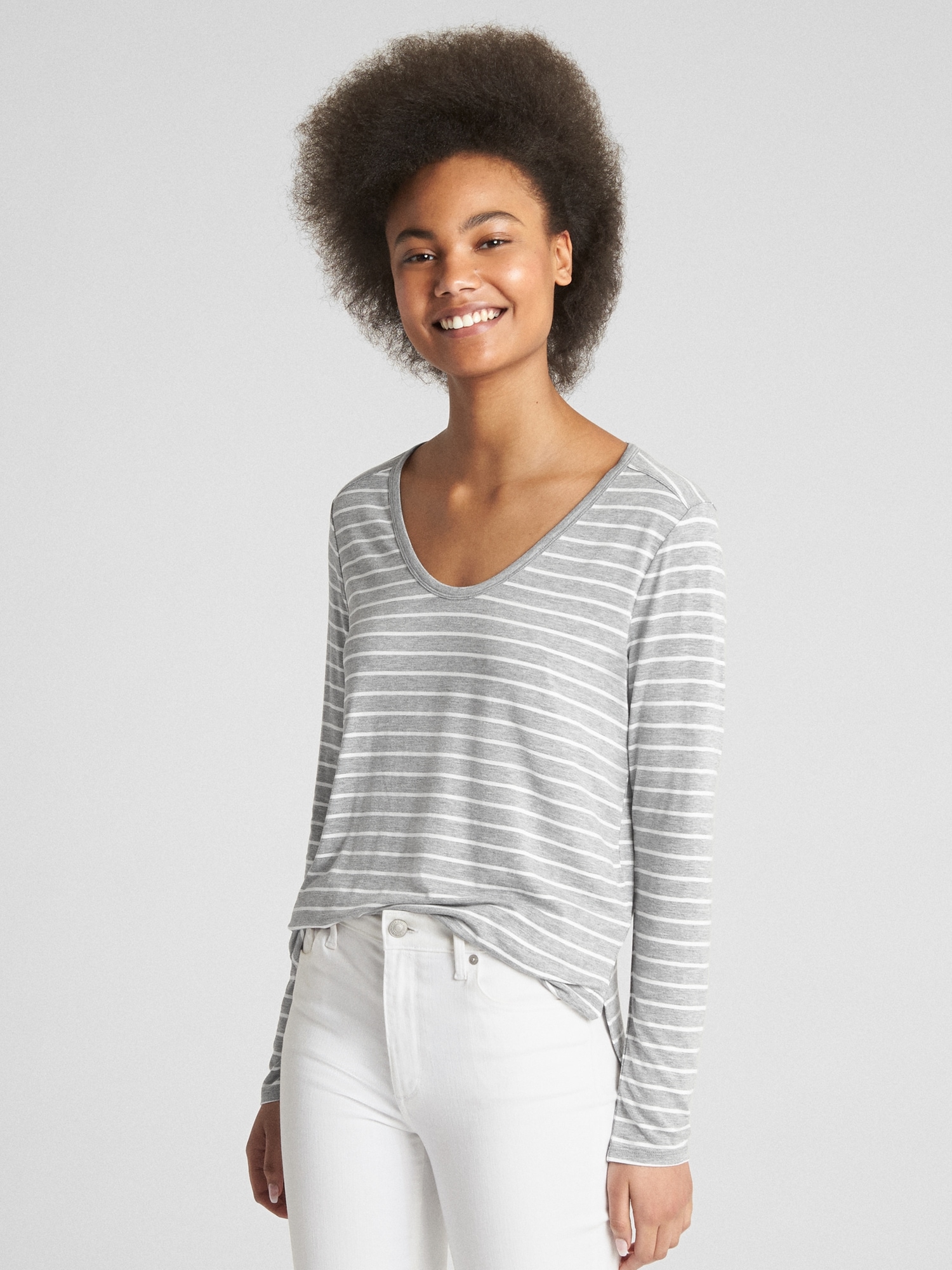 Long Sleeve U-Neck T-Shirt | Gap