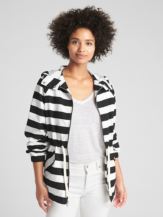 Image number 1 showing, Short Stripe Parka Jacket