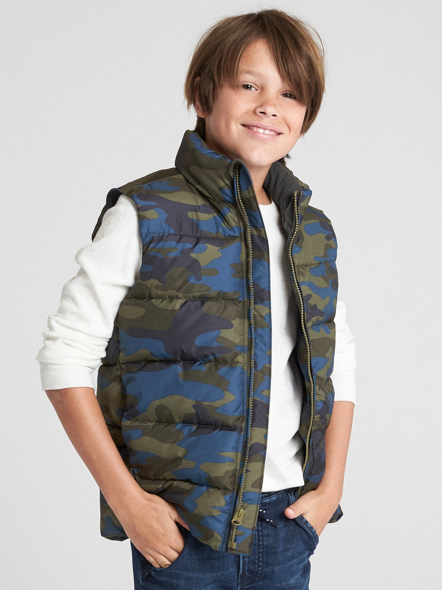 boys camo puffer vest