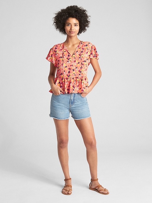 Image number 3 showing, Short Sleeve Flounce Floral Print Top