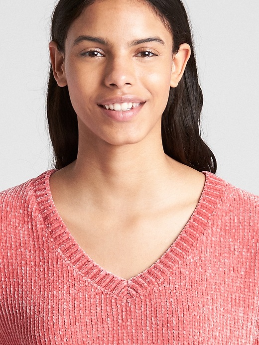 Image number 5 showing, Chenille V-Neck Pullover Sweater