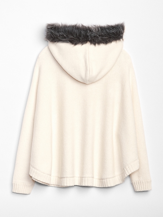 Image number 3 showing, Kids Fur-Trim Hoodie Poncho Sweater