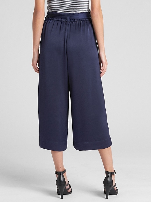 Tie Belt Crop Wide Leg Pants in Satin Gap