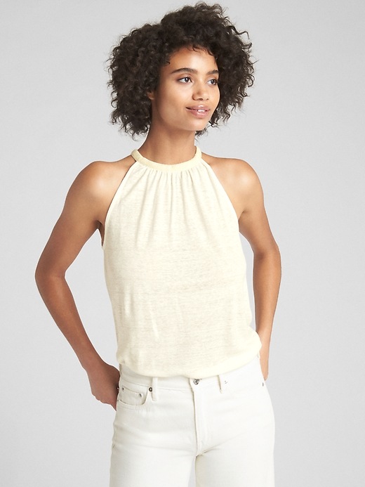 Image number 1 showing, Swing Halter Cami in Linen Jersey