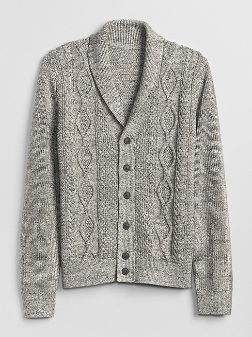 Image number 6 showing, Cable-Knit Shawl Cardigan Sweater