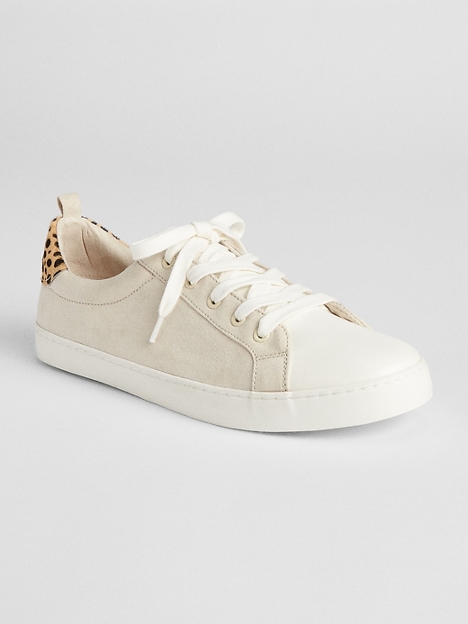 Image number 6 showing, Mix-Fabric Lace-Up Sneakers