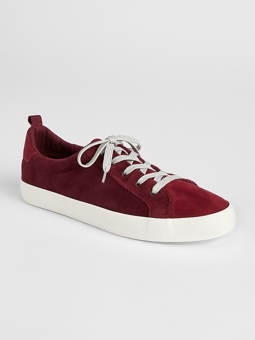 Image number 1 showing, Mix-Fabric Lace-Up Sneakers