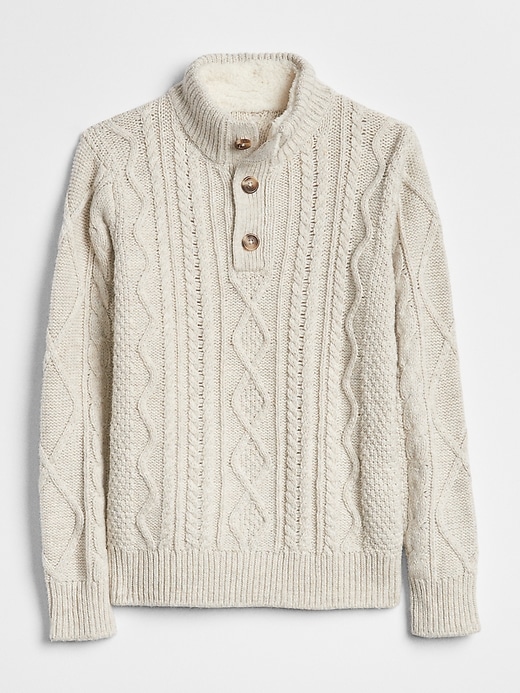 Image number 3 showing, Cable-Knit Henley Sweater