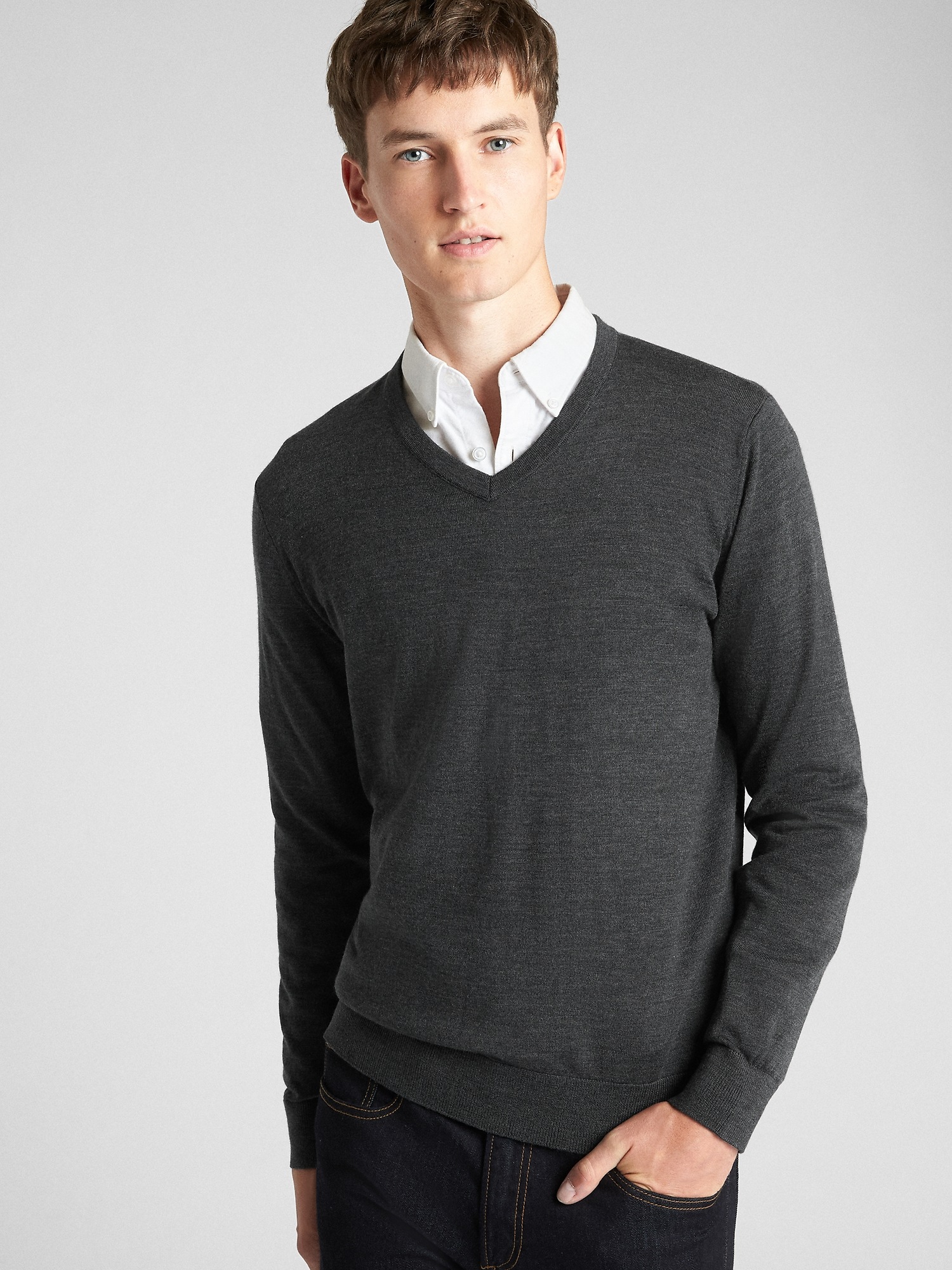 V-Neck Pullover Sweater in Merino Wool | Gap