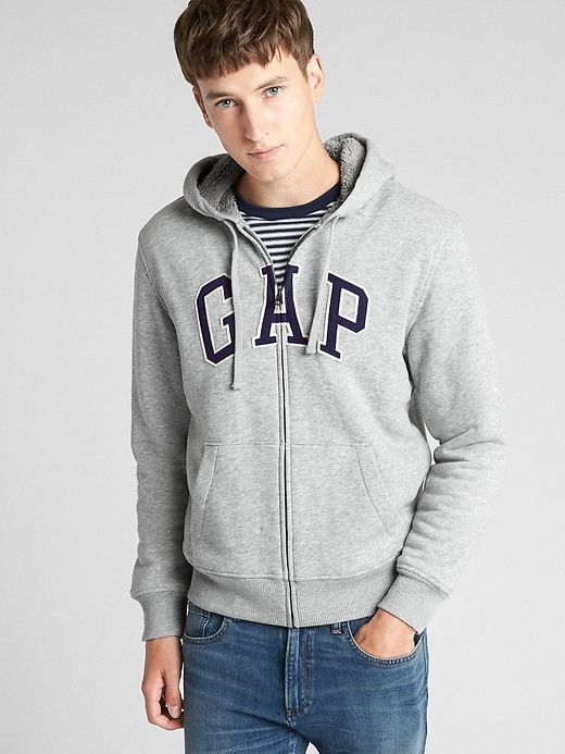 Sherpa-Lined Logo Full-Zip Hoodie | Gap