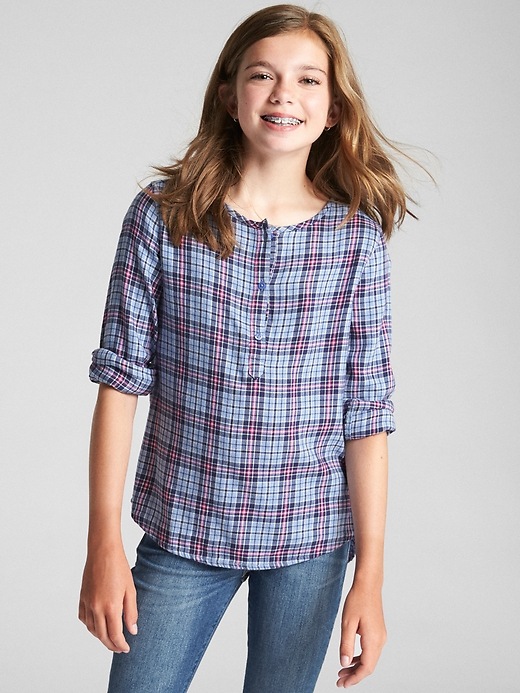 Image number 2 showing, Plaid Henley Popover Shirt