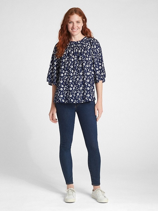 Image number 3 showing, Wide-Sleeve Floral Print Blouse