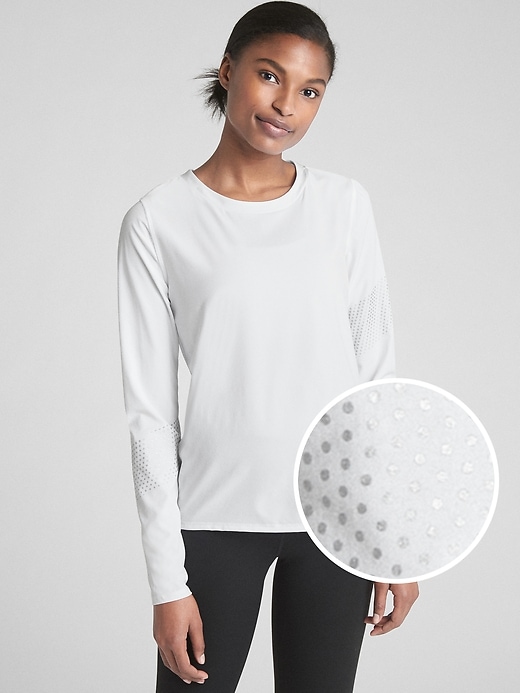 View large product image 1 of 1. GapFit Long Sleeve Reflective Print Top