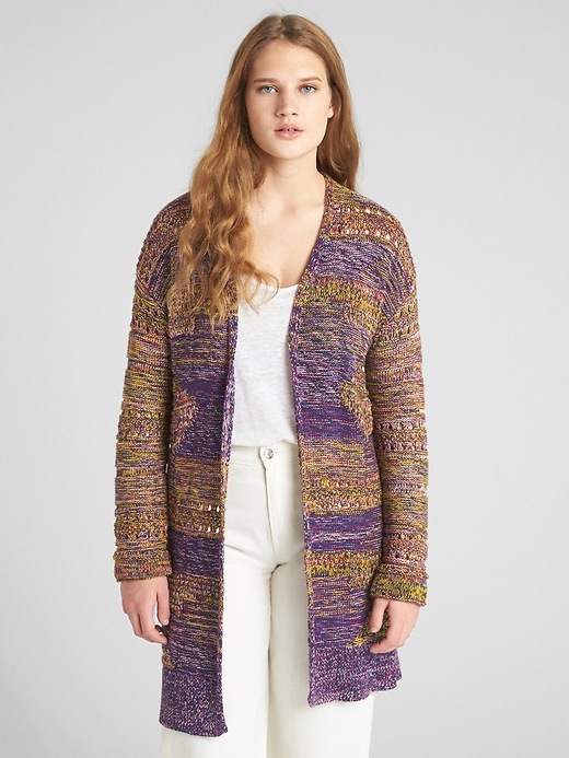 Image number 1 showing, Jacquard Longline Open-Front Sweater