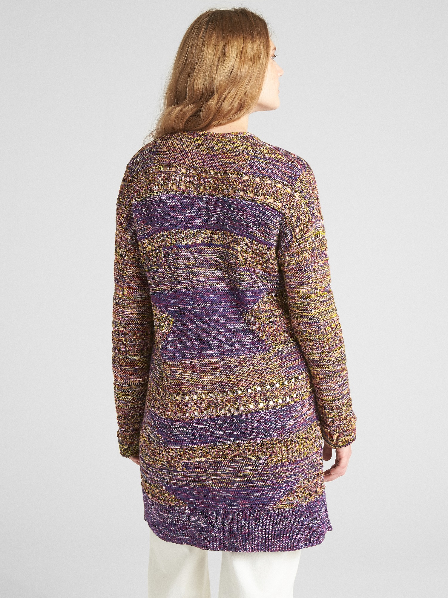 Jacquard Longline Open-Front Sweater | Gap