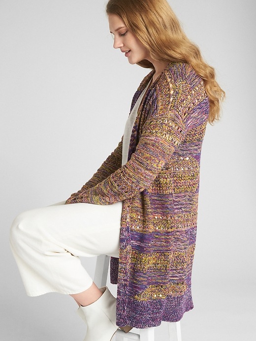 Image number 5 showing, Jacquard Longline Open-Front Sweater