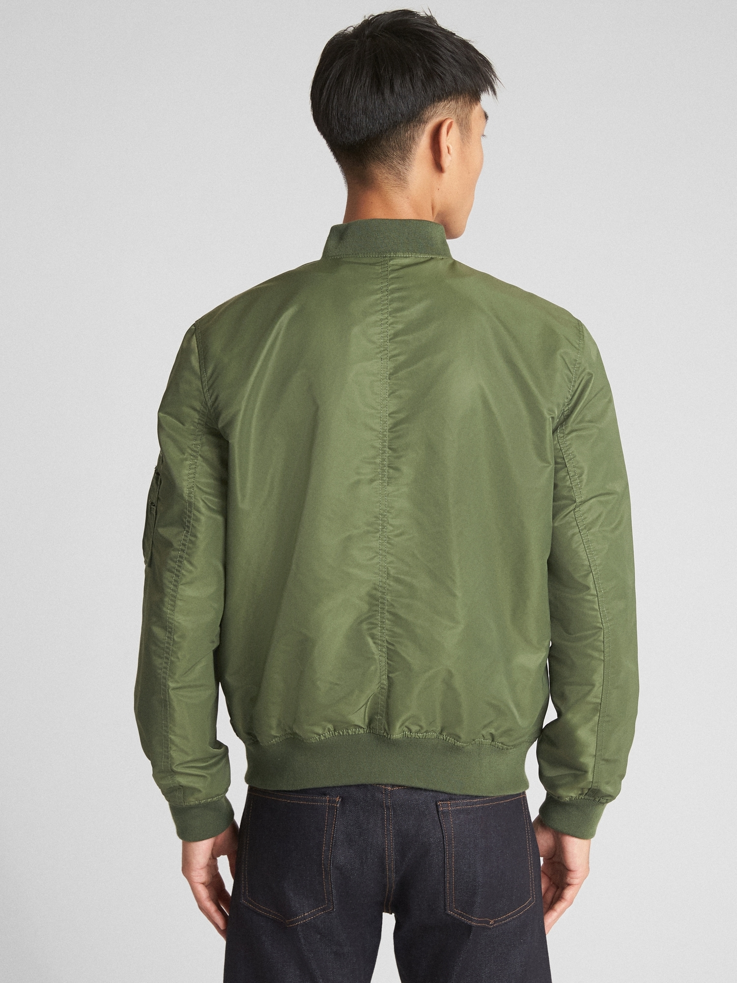 Gap Men Cotton Linen Bomber Jacket - Army Jacket Green