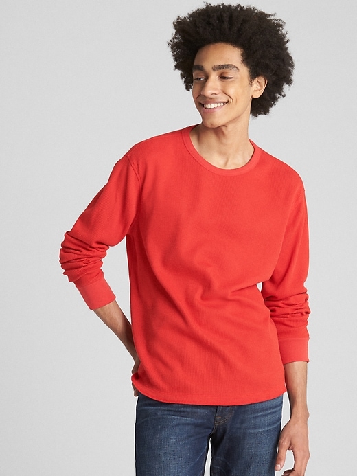 View large product image 1 of 1. Long Sleeve Classic T-Shirt in Waffle Knit