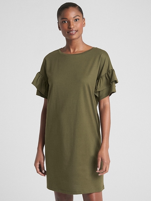 Frill sleeve t shirt dress on sale