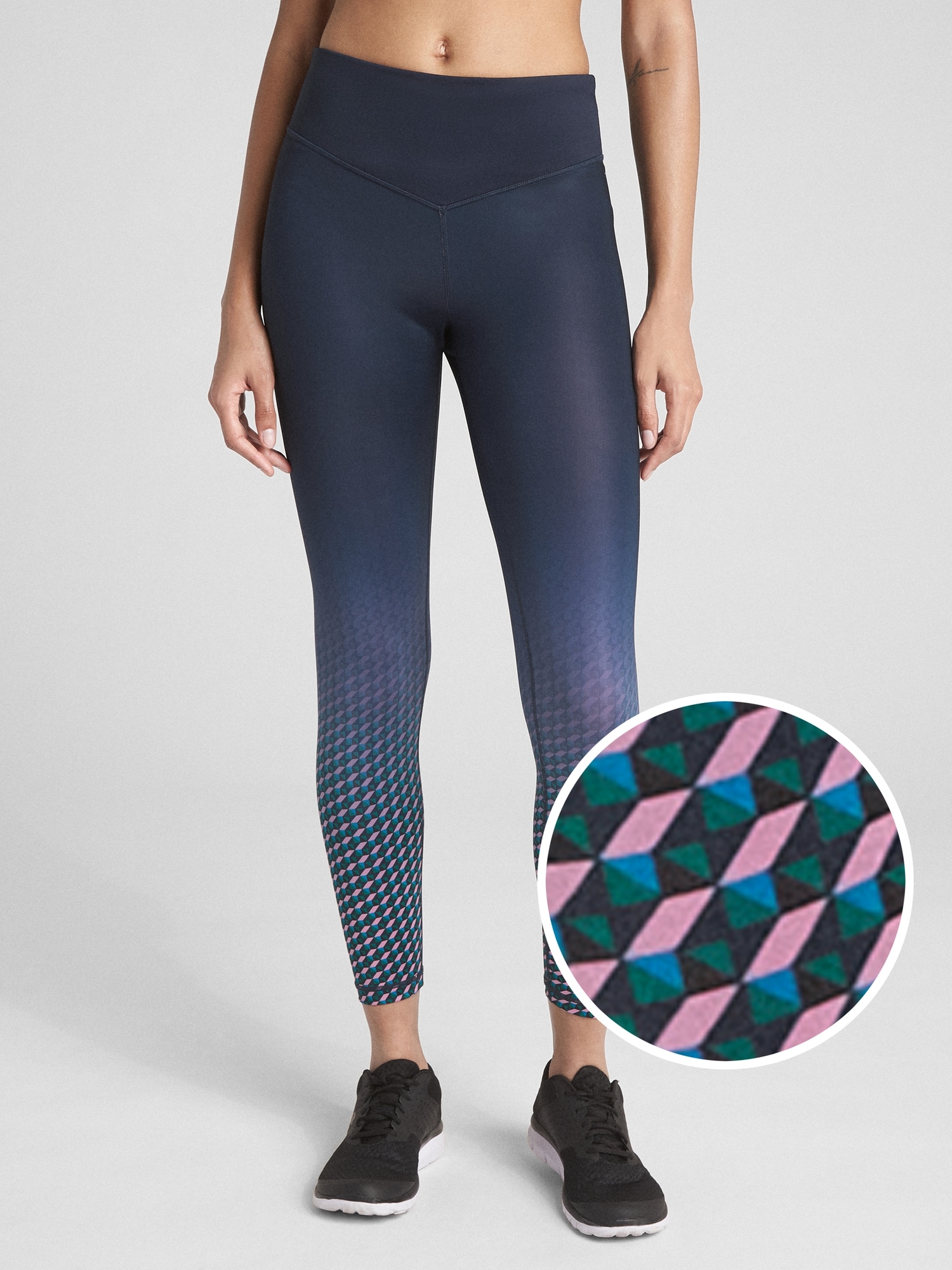 Blue Ombre Diamond Pattern Leggings with pockets