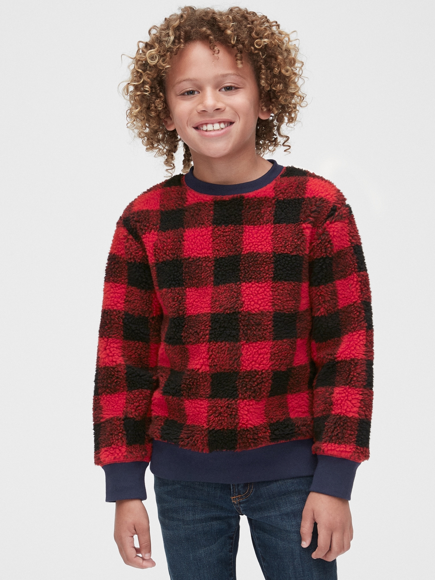 Gap sherpa best sale crewneck sweatshirt