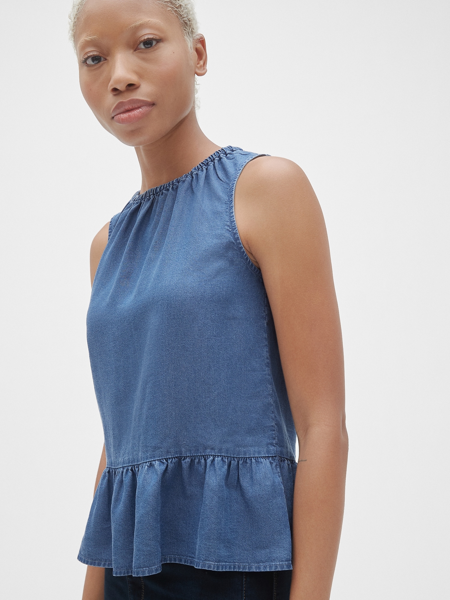 Sleeveless Ruffle Hem Top in TENCEL™ | Gap