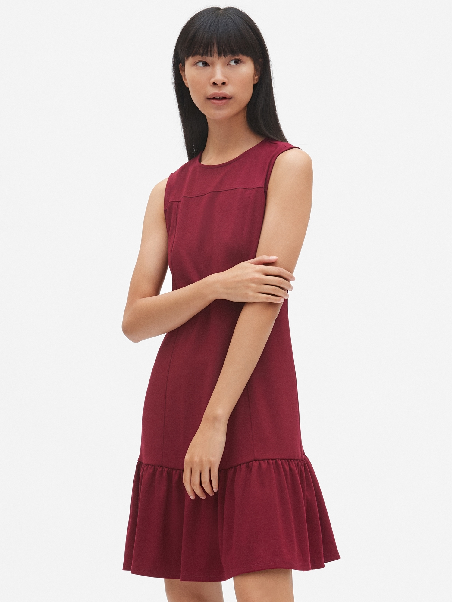 Sleeveless Flounce Dress in Ponte | Gap