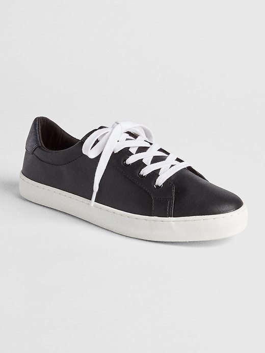 Image number 4 showing, Mix-Fabric Lace-Up Sneakers