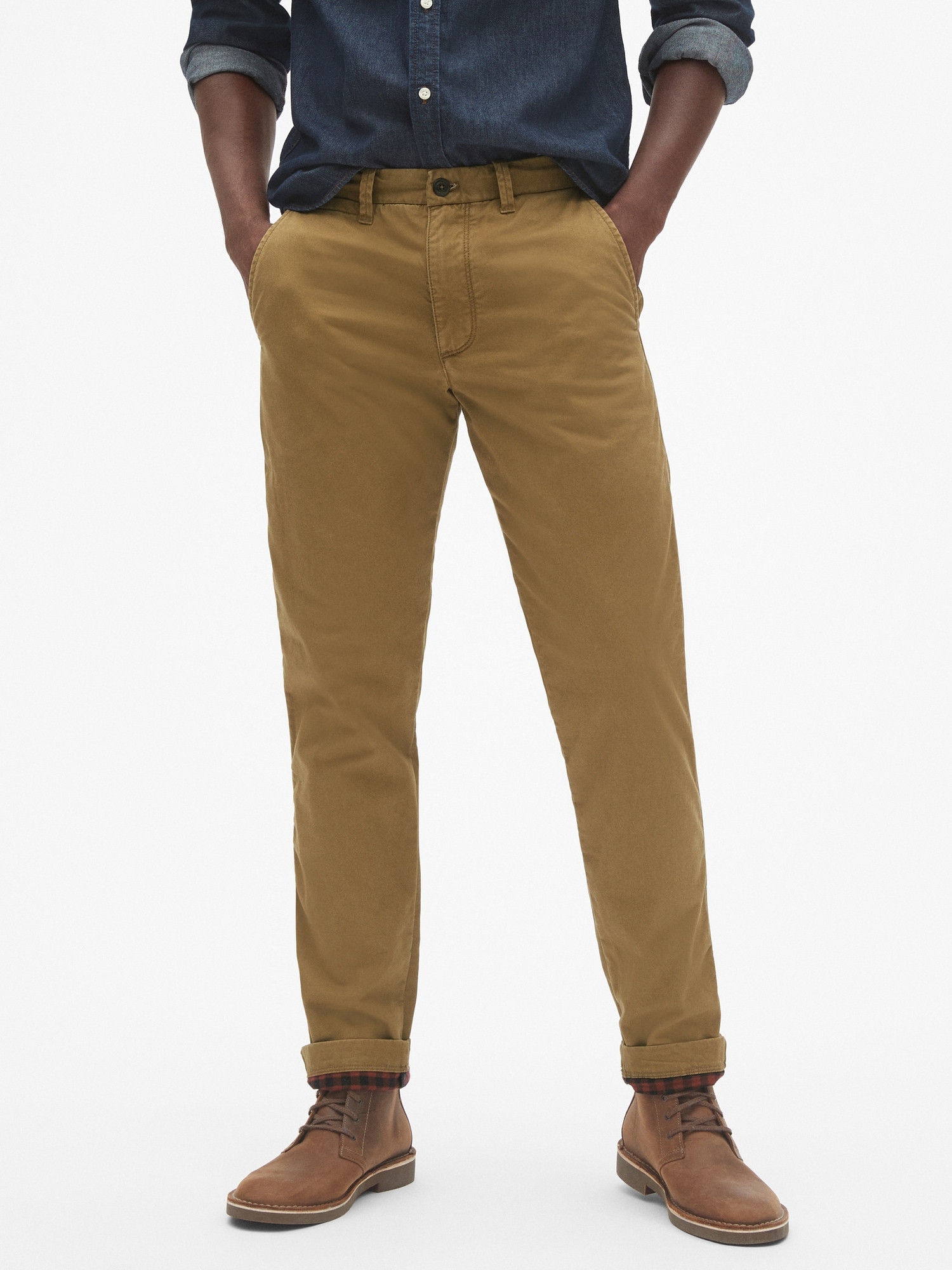Flannel-Lined Khakis in Slim Fit with GapFlex
