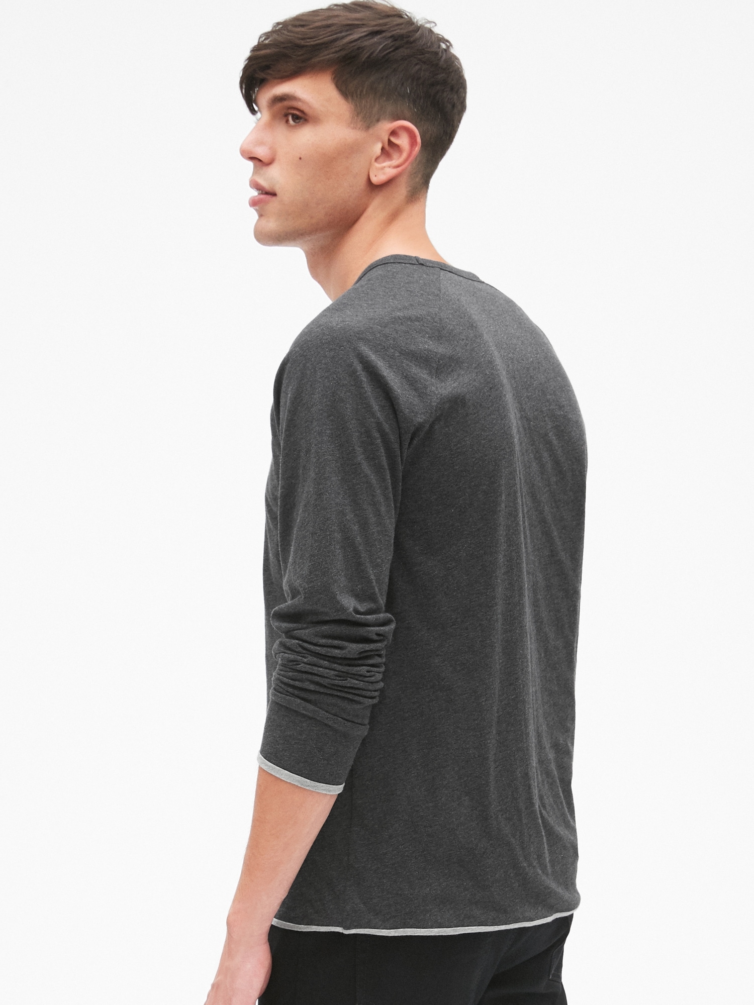 Long Sleeve Double-Face Crewneck T-Shirt | Gap