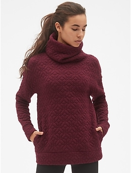 GapFit Jacquard Knit Funnel-Neck Pullover Sweatshirt