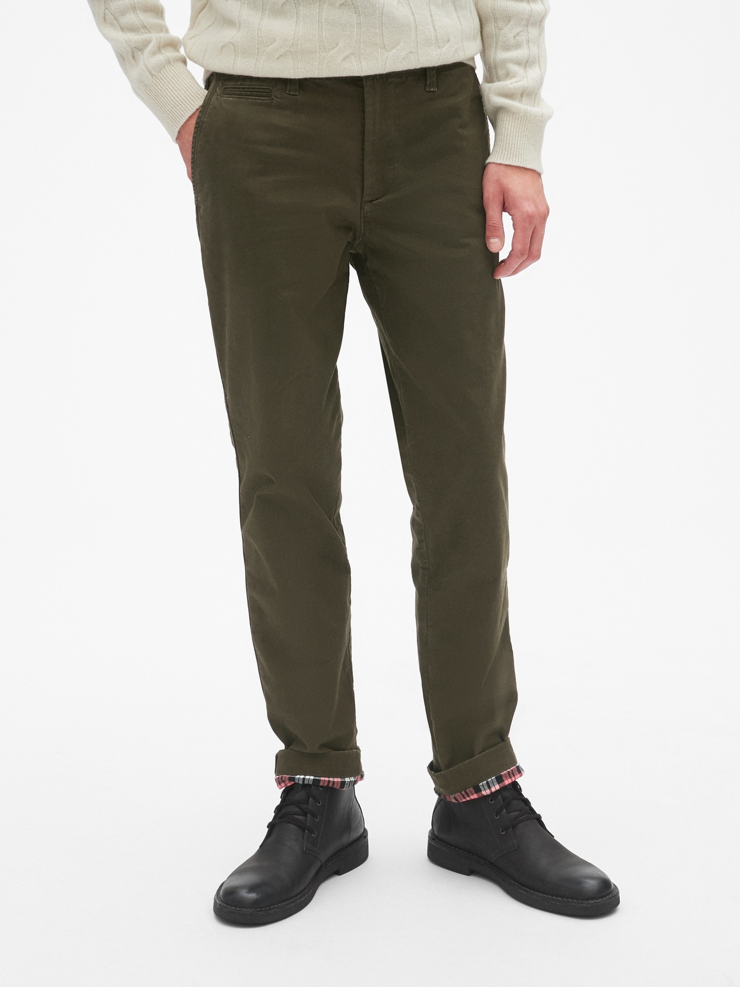 Flannel-Lined Khakis in Slim Fit with GapFlex