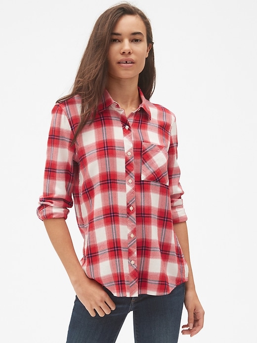 Drapey Plaid Flannel Pocket Shirt | Gap