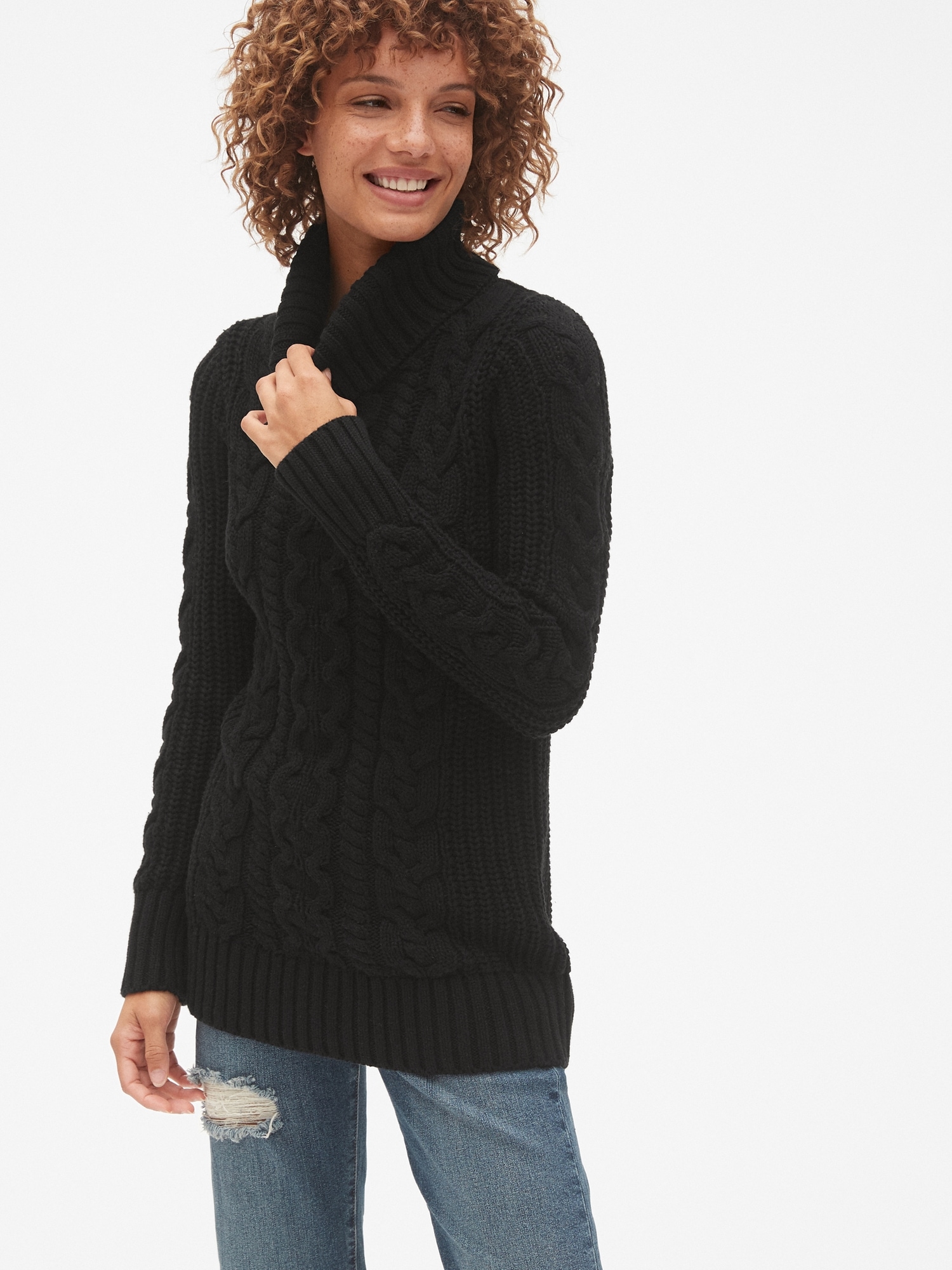 One Classic, Three Ways: Women's Cable Knit Turtleneck Sweater