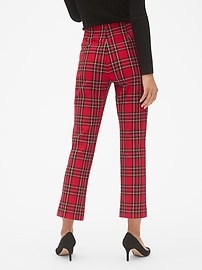 Skinny Red Plaid Cropped Smart Pants