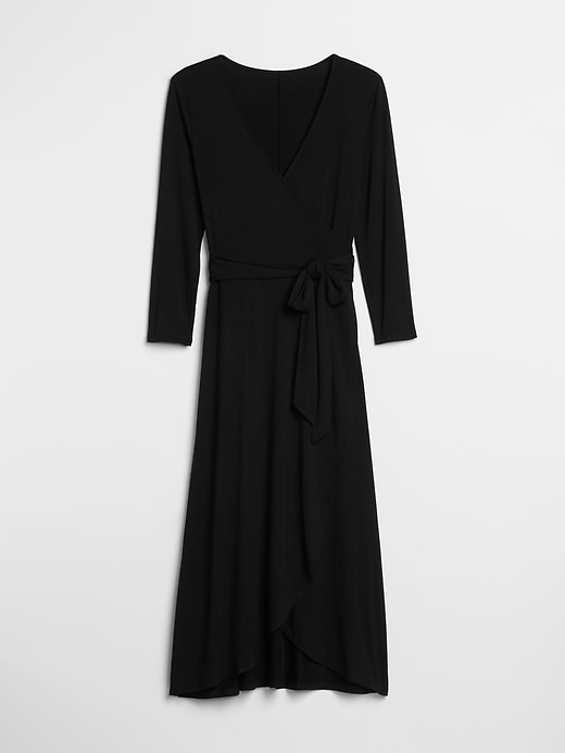 Image number 6 showing, Three-Quarter Sleeve Knit Wrap Midi Dress