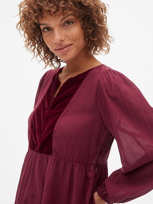 Velvet Bib Split-Neck Blouse | Gap