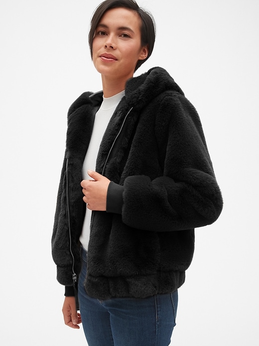 Hooded Faux Fur Jacket