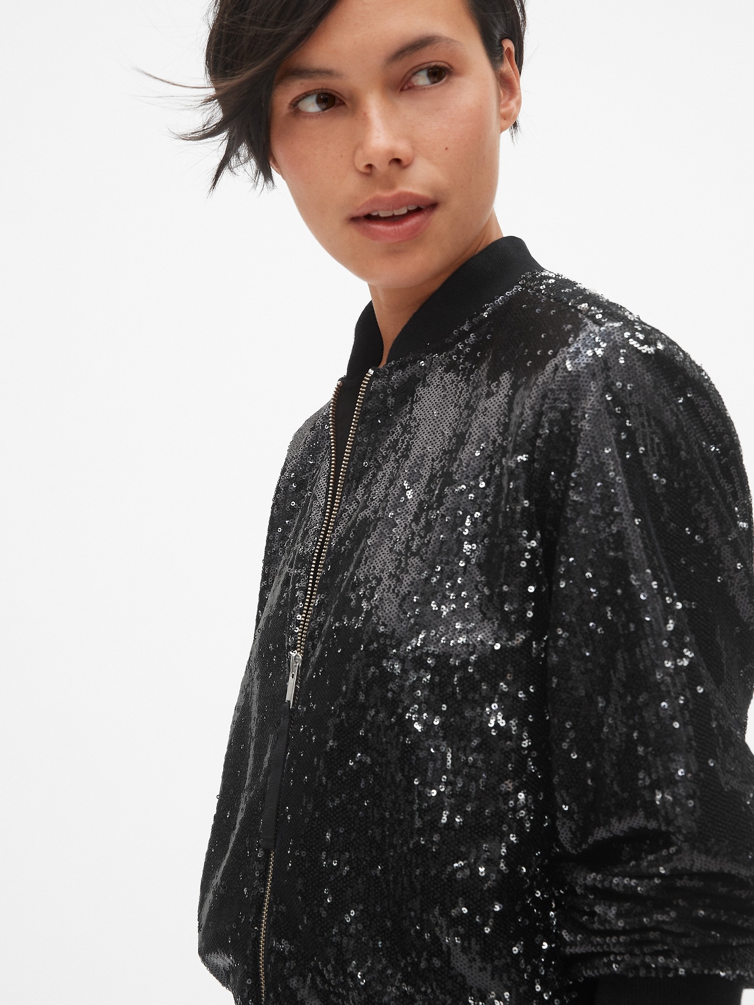 Gap sequin hotsell bomber jacket