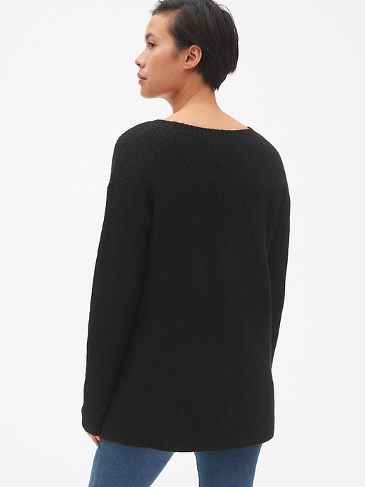 Shaker Stitch Lace-Up Pullover Sweater Tunic | Gap